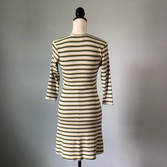 ALYA | Striped Ribbed Dress V-Neck Dress Sz M - Picture 5 of 8